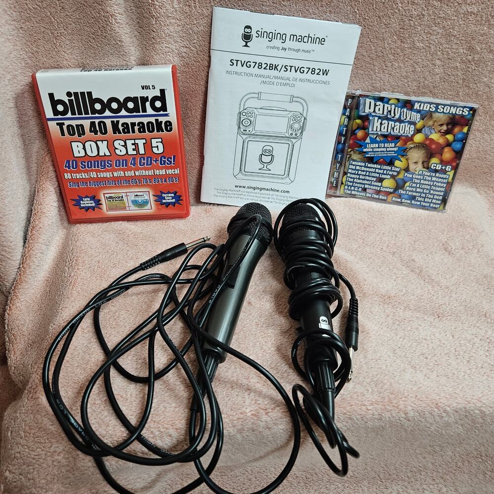 2 Karaoke Microphones, Party Tyme Karaoke, & Billboard Karaoke Box Set 5 Bundle